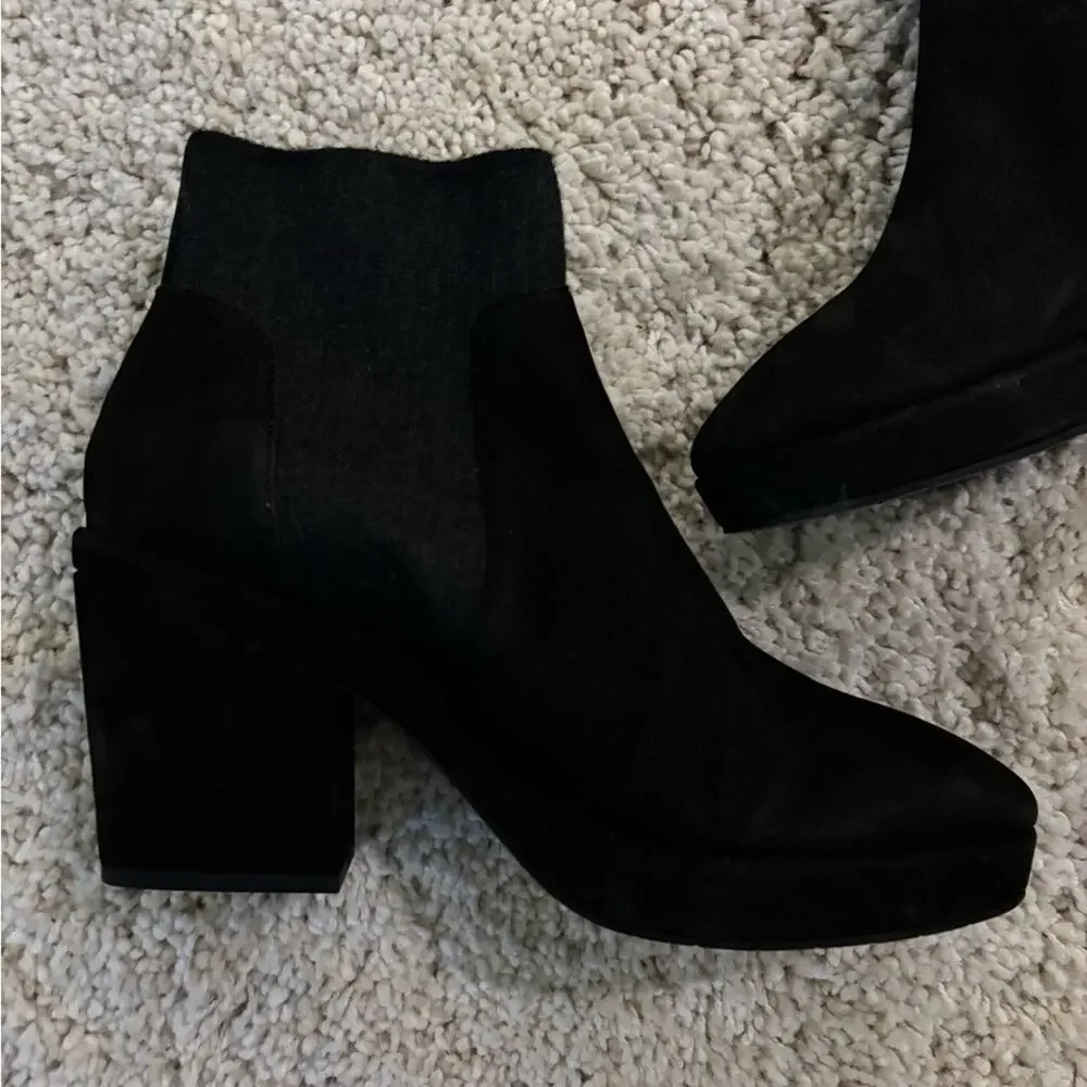 Eileen Fisher Gray Black Block Heel Chunky Booties Size 11